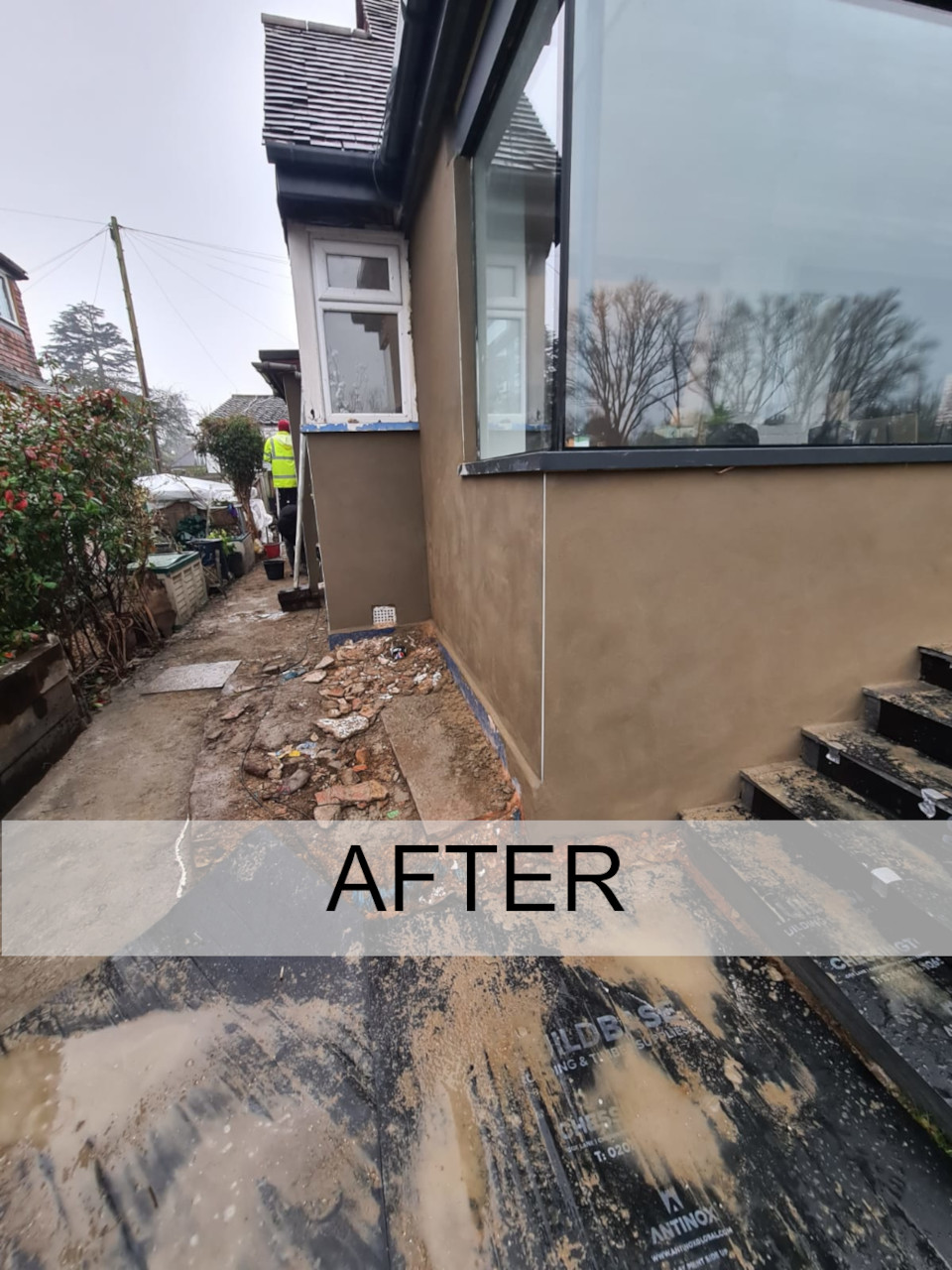 Finished render to house wall.